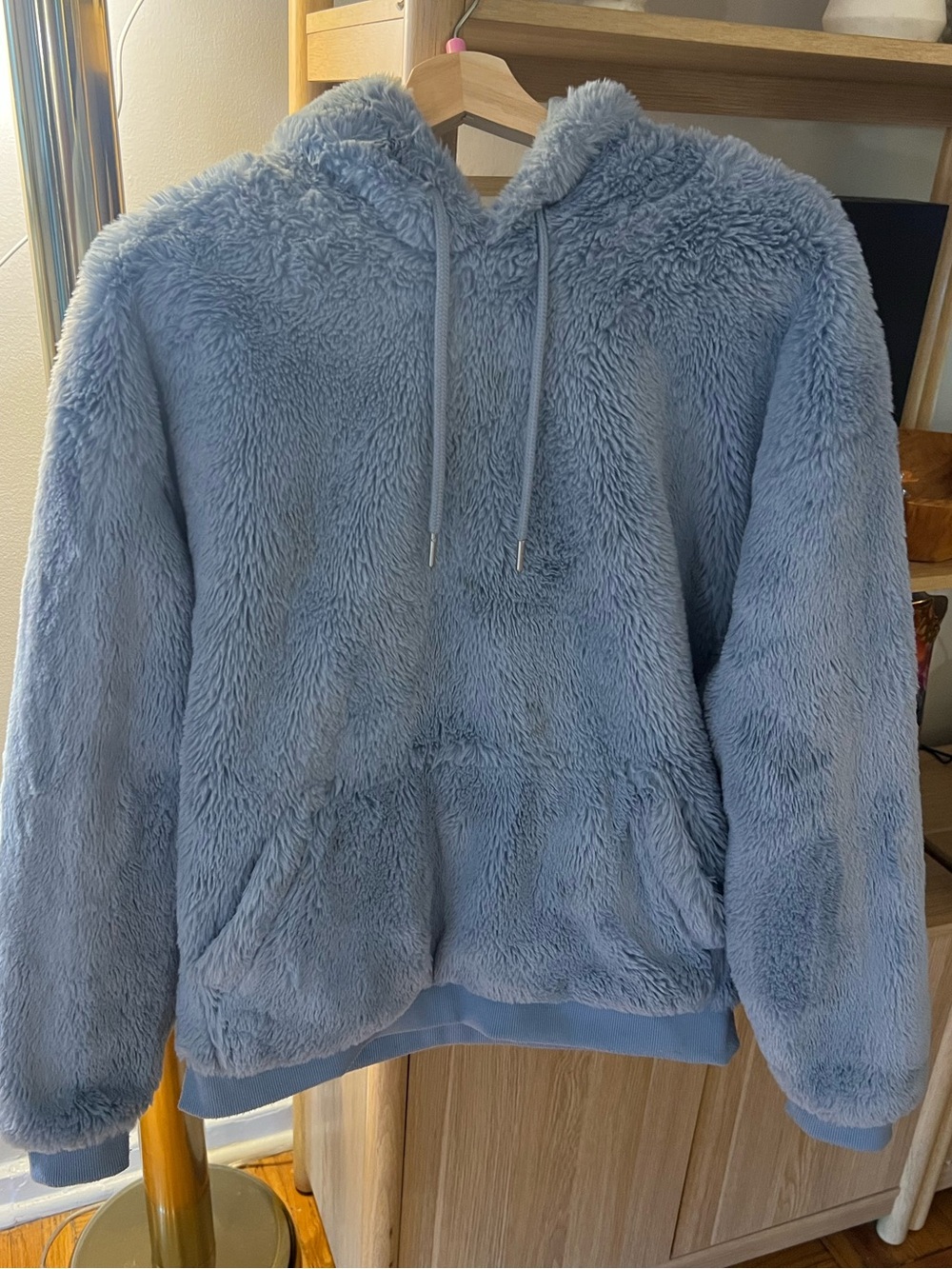 ASOS faux fur Hooded in Light Blue